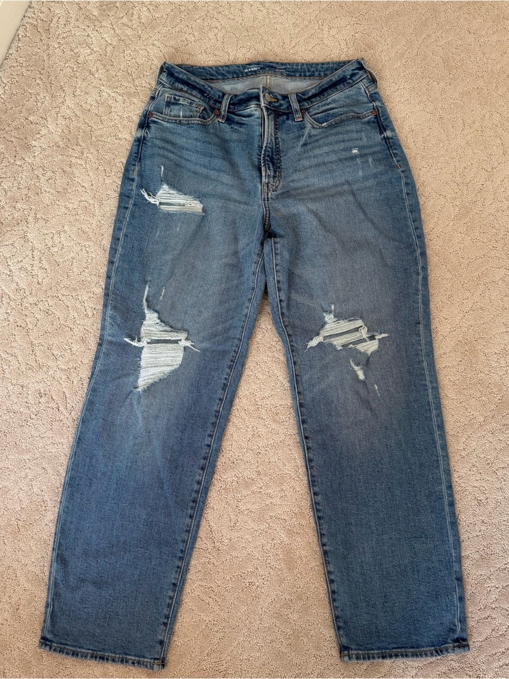 Old Navy Ripped Blue Slim-Straight Jeans